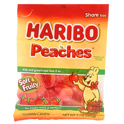Haribo Peaches Gummy Candy 5oz. - 12 Pack