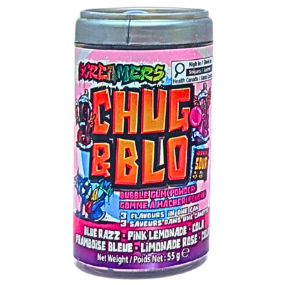 Screamers Chug & Blo Gum Powder 3 Flavors 55g - 12 Pack