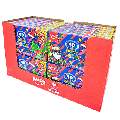 Amos 4D Gummy Blocks Santa Theatre Box 3oz - 24 Pack