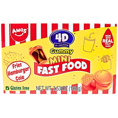Amos 4D Mini Fast Food Gummy 100g - 12 Pack