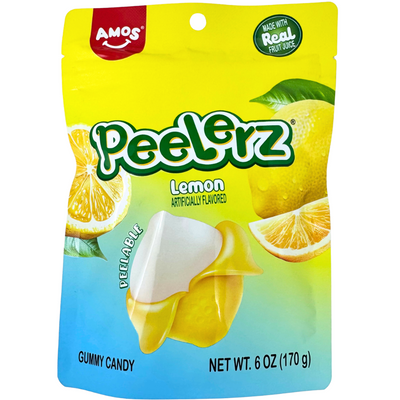 Amos Peelerz Gummy Lemon 6oz - 12 Pack