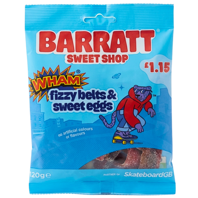 Barratt WHAM Fizzy Belts & Sweet Eggs 120g (UK) - 12 Pack