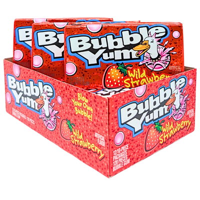 Bubble Yum Wild Strawberry Bubble Gum 10pc - 12 Pack