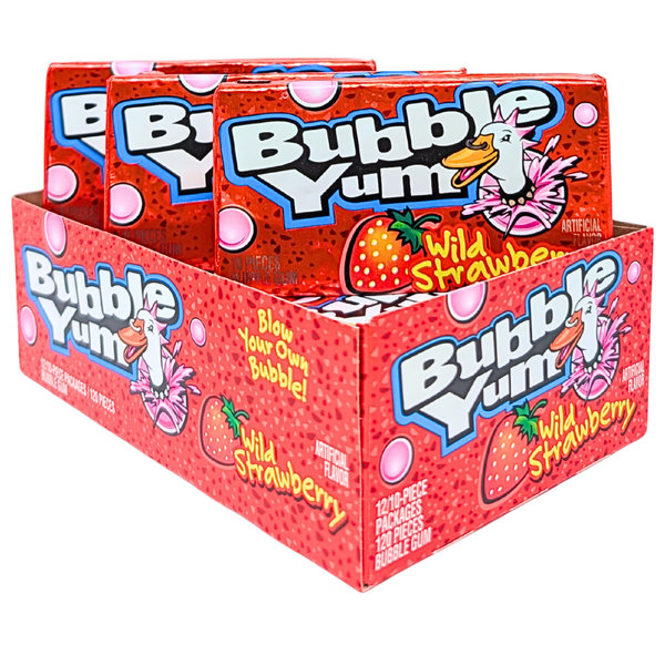 Bubble Yum Wild Strawberry Bubble Gum 10pc - 12 Pack