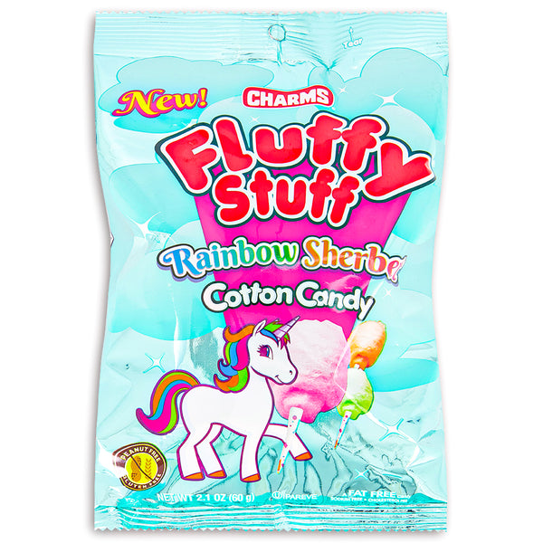 Charms Fluffy Stuff Unicorn Rainbow Sherbet Cotton Candy 2.1oz - 24 Pack