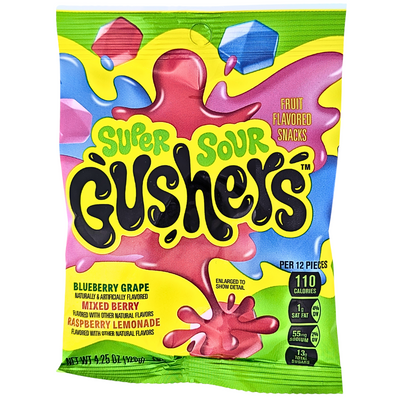 Fruit Gushers Super Sour Berry 4.25oz - 8 Pack