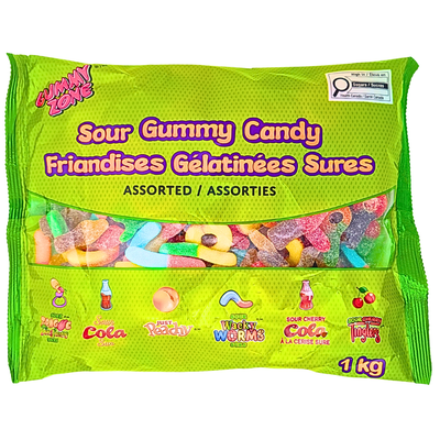 Gummy Zone Assorted Sour Gummies 1kg - 1 Pack