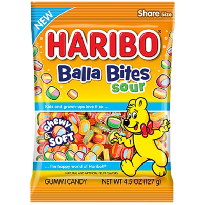 Haribo Balla Bites Sour 4.5oz - 12 Pack