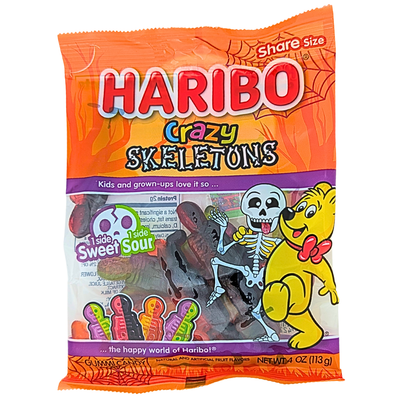 Haribo Crazy Skeletons Sweet Sour 4oz - 12 Pack