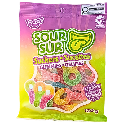 Huer Gummy Sour Suckers 120g - 24 Pack
