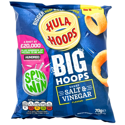 Hula Hoops Big Hoops Salt & Vinegar 70g (UK) - 20 Pack