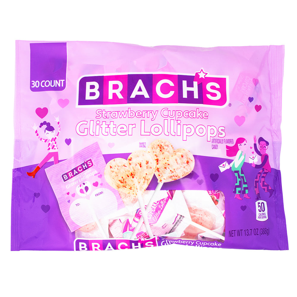 Brach's Strawberry Cupcake Glitter Lollipops 30 Pieces 13.7oz - 1 Bag
