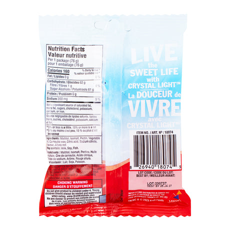 Crystal Light Sugar-Free Gummies Cherry Pomegranate 76g - 12 Pack  Nutrition Facts Ingredients