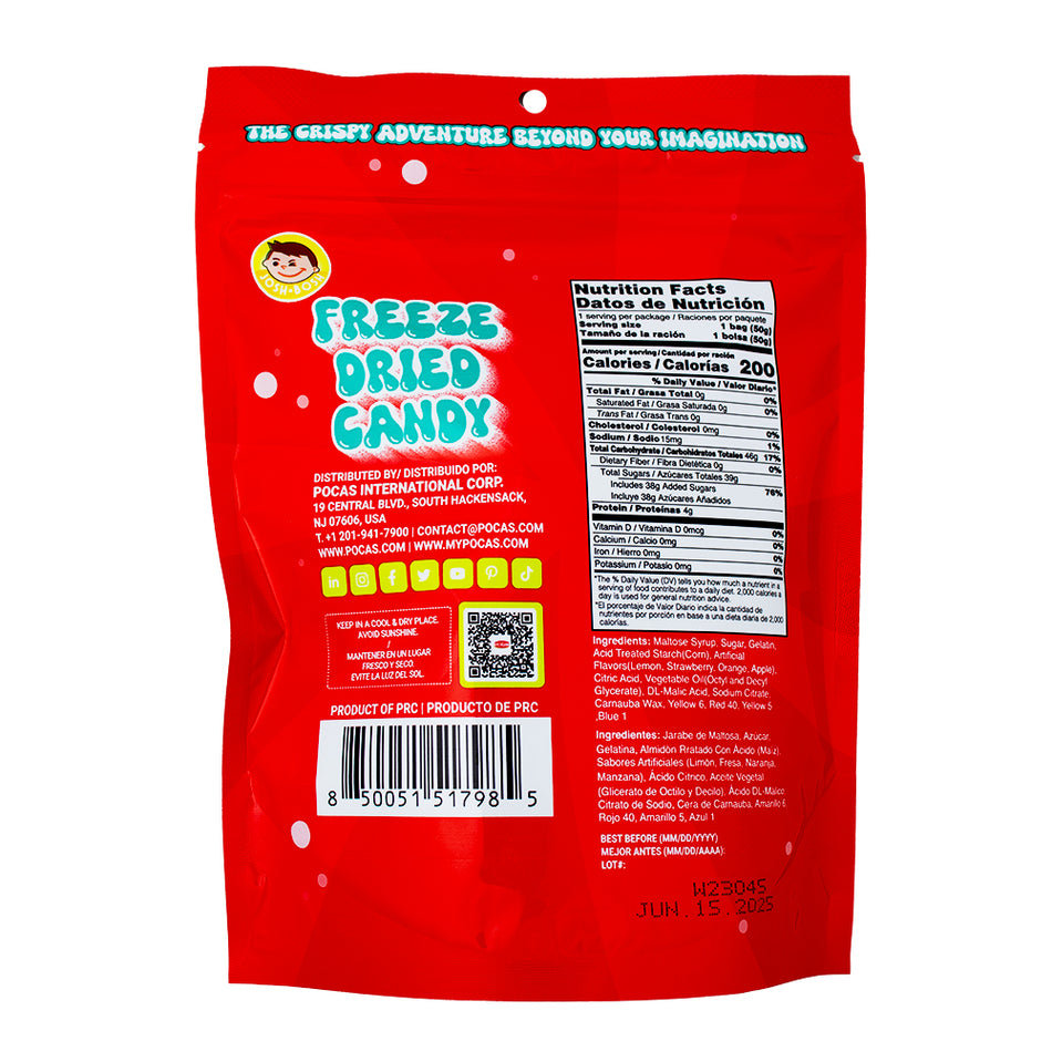 Josh Bosh Freeze Dried Candy Gummy Bear 1.75oz - 24 Pack  Nutrition Facts Ingredients
