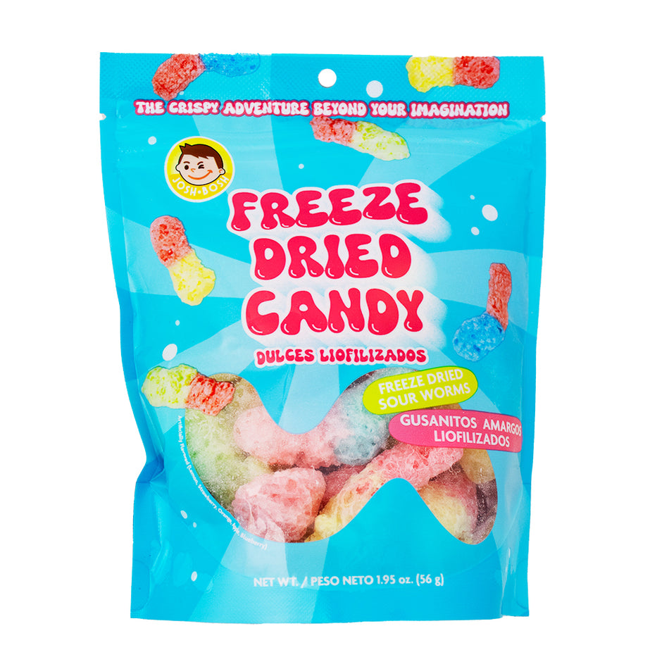 Josh Bosh Freeze Dried Candy Sour Worms 1.95oz - 24 Pack