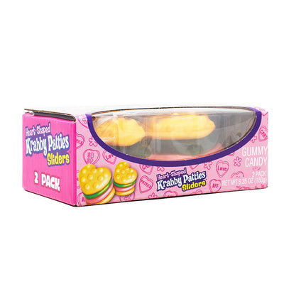 Krabby Patties Heart Shaped Sliders 2 Pieces 6.35oz - 6 Pack - SpongeBob Candy - SpongeBob Square Pants Candy - Krabby Patties Sliders - Valentines Day Candy