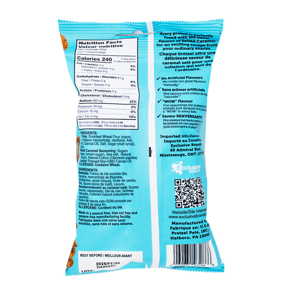 Pretzel Pzazz Salted Caramel 56g - 12 Pack  Nutrition Facts Ingredients