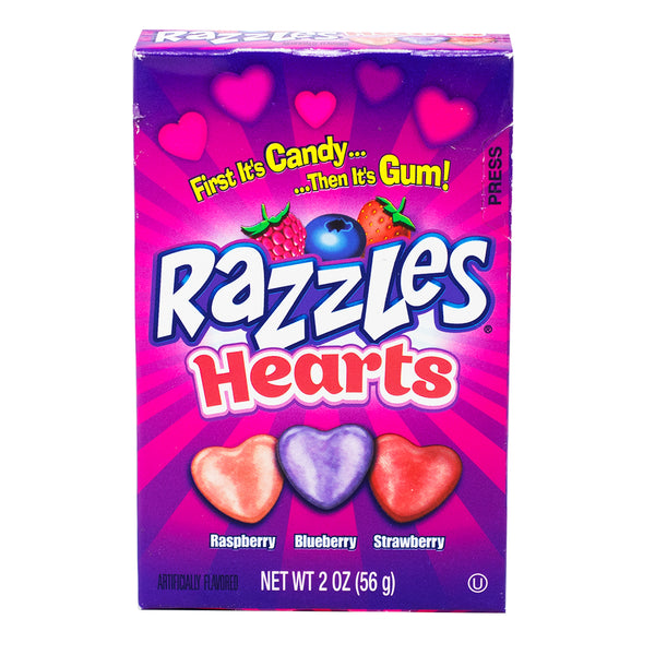 Razzles Hearts 2oz - 24 Pack - Razzles Candy - Candy Store - Retro Candy - Valentine's Day