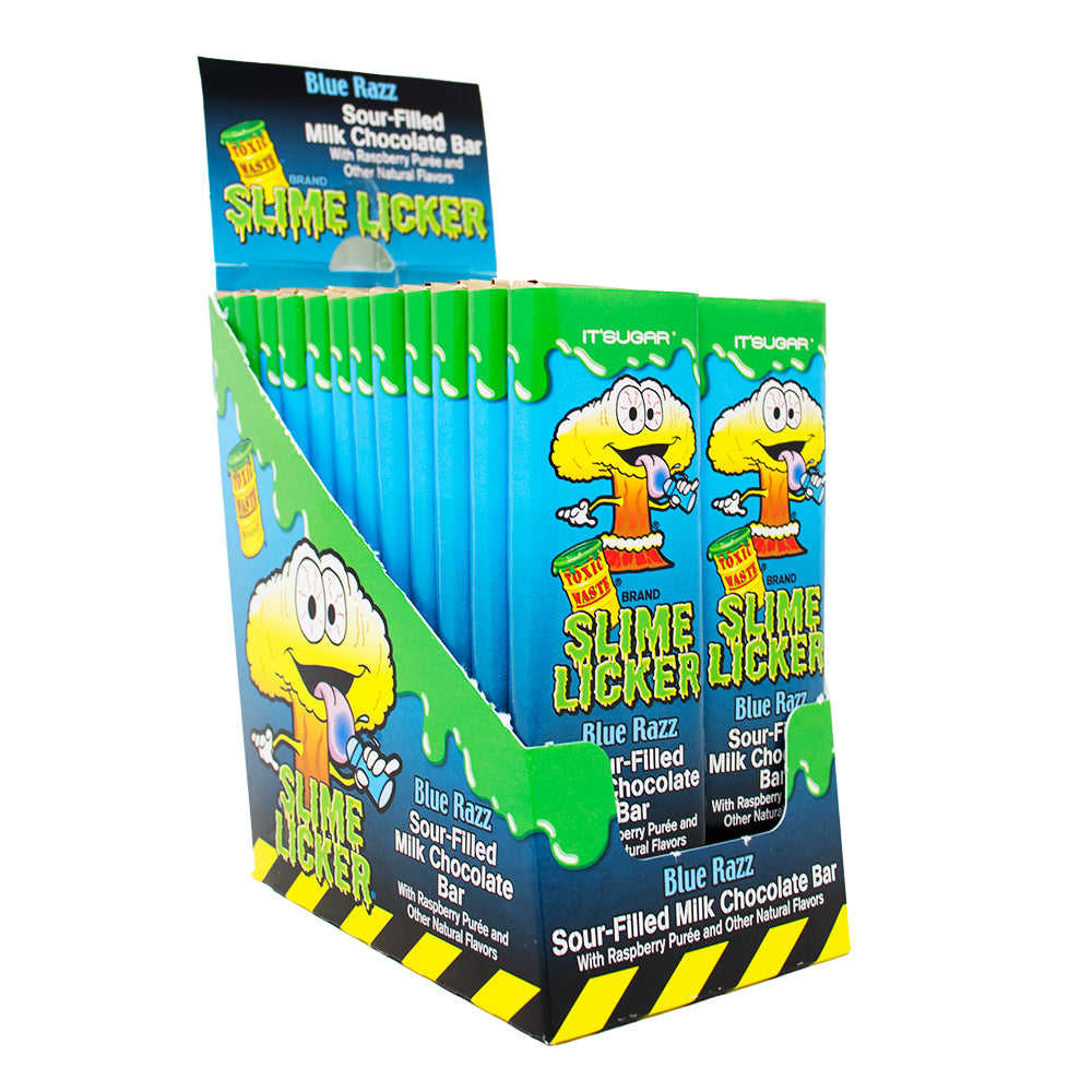Toxic Waste Slime Licker Chocolate Bar Blue Razz 1.75oz 24 Pack