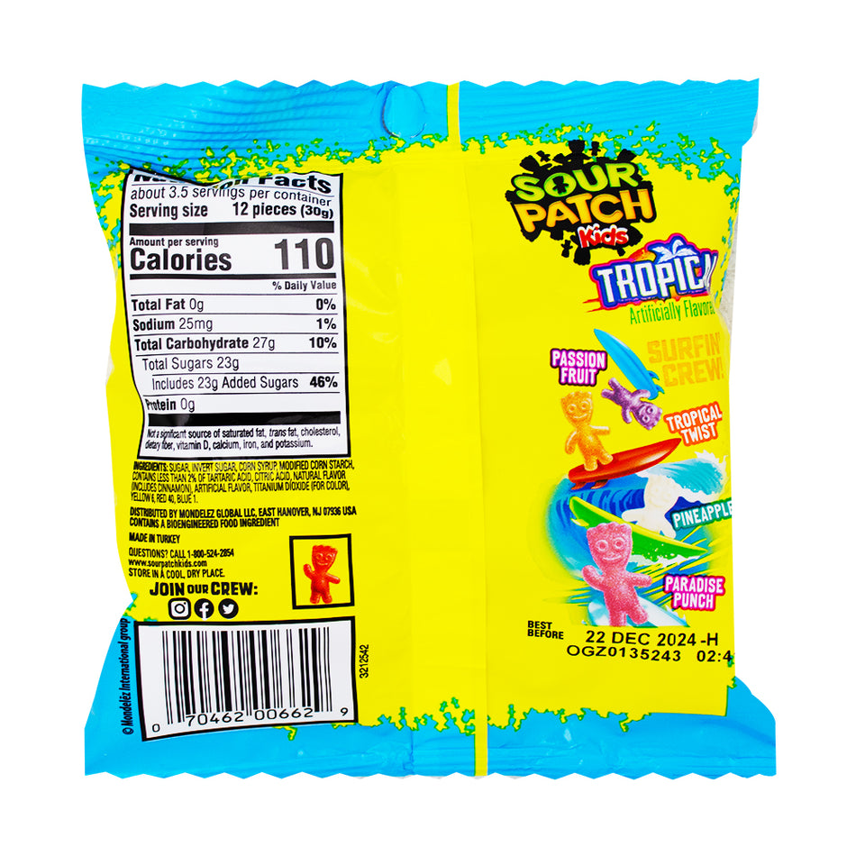 Sour Patch Kids Tropical Candy 8oz - 8 Pack  Nutrition Facts Ingredients