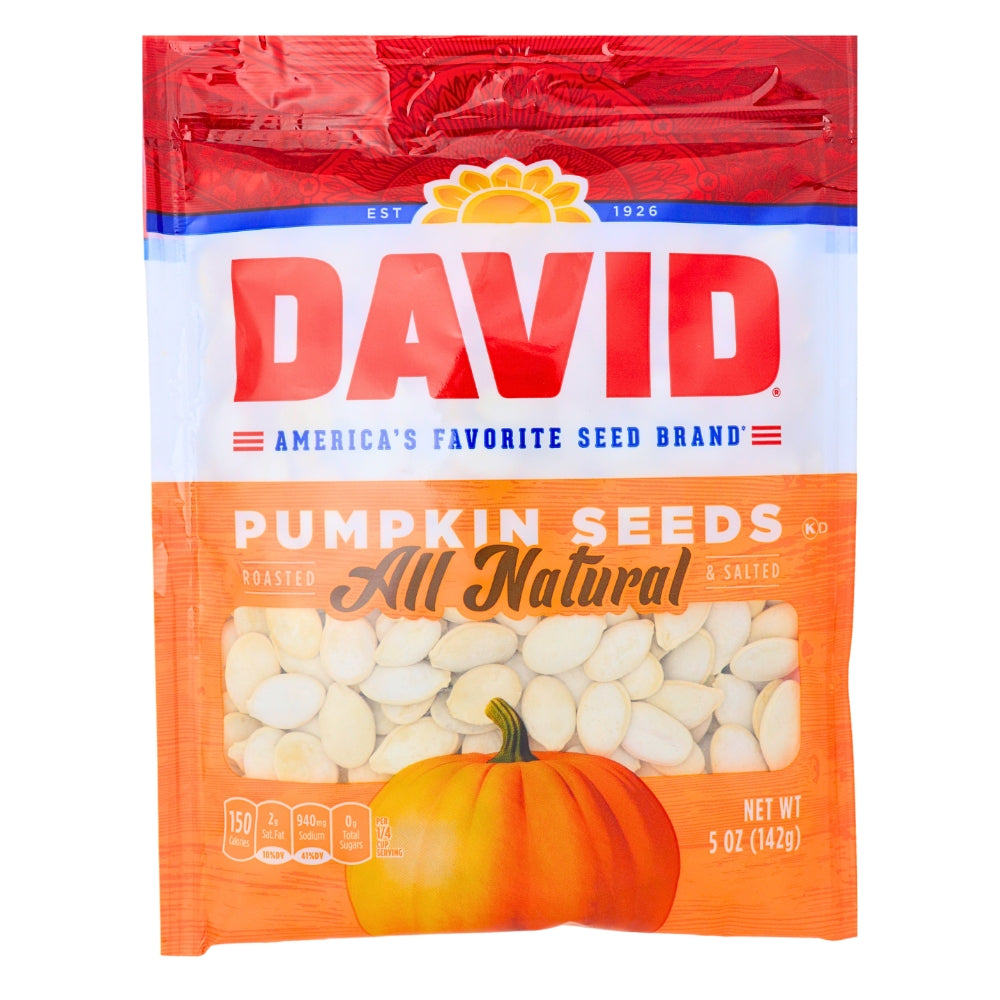 DAVID All Natural Pumpkin Seeds 5 oz - 12 Pack