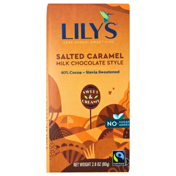 Lilys No Sugar Added Salted Caramel Milk Chocolate Bars 2.8oz - 12 Pack - Sugar Free Candy