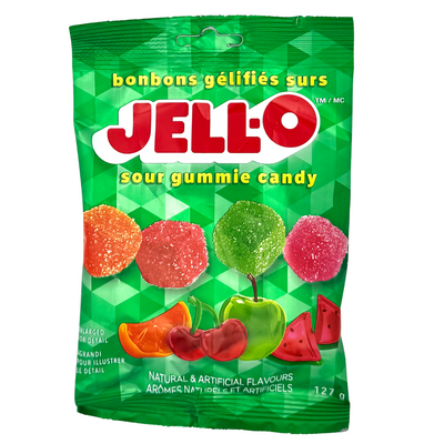 JELL-O Sour Gummie Cubes 127g - 12 Pack