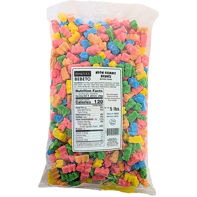 Kervan Sour Neon Gummy Bears 5lbs - 1 Bag