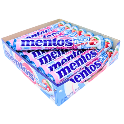 Mentos Yogurt Morango Roll 37g - 16 Rolls