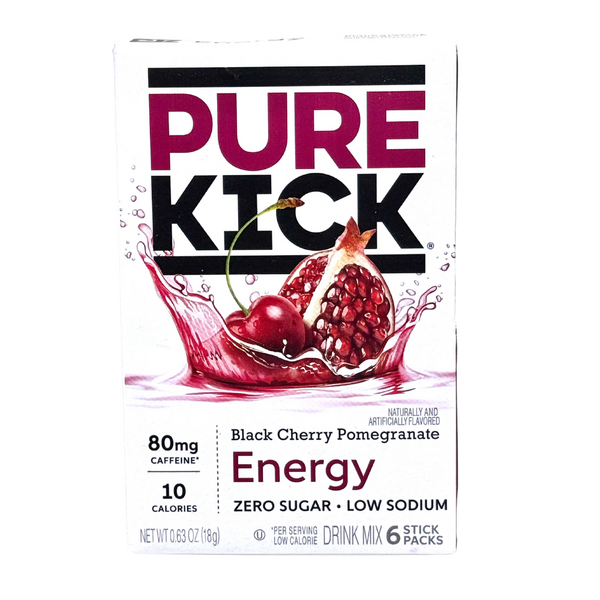 Pure Kick Energy Singles to Go Black Cherry Pomegranate - 12 Pack
