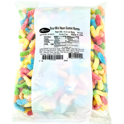 Albanese Sour Mini Neon Gummi Worms 4.5lbs - 1 Pack