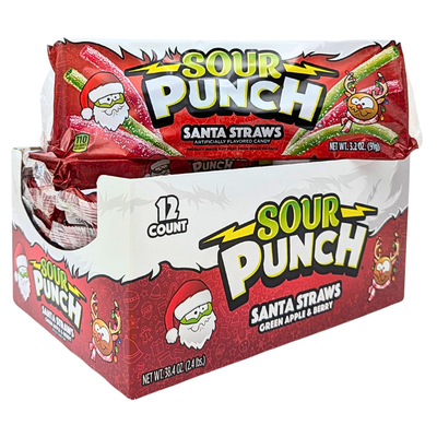 Sour Punch Straws Santa 3.2oz - 12 Pack