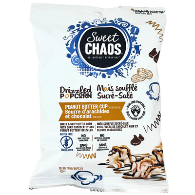 Sweet Chaos Drizzled Popcorn Peanut Butter Cup 42.5g - 8 Pack