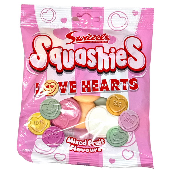 Swizzels Squashies Love Hearts 120g - 12 Pack
