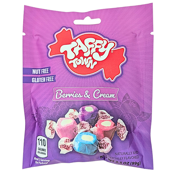 Taffy Town Salt Water Taffy - Berries & Cream 3.5oz - 12 Pack