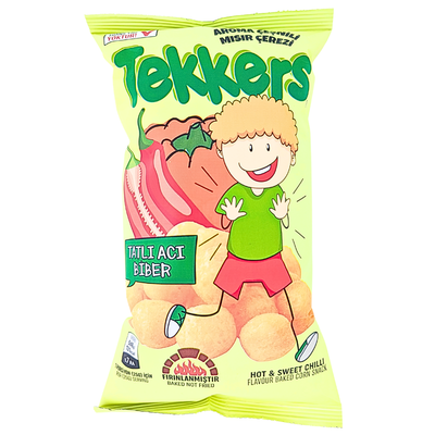 Tekkers Hot & Sweet Chili Corn Puffs 35g (Turkey) - 50 Pack