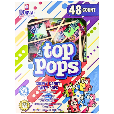 Top Pops Chewy Taffy Assorted Flavours 48 Pieces - 1 Box
