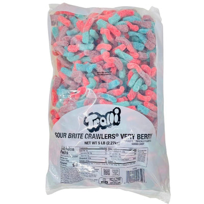 Trolli Sour Brite Crawlers Very Berry Gummies 5lbs - 1 Bag - Gummy Worms - Bulk Candy - Sour Gummy Worms