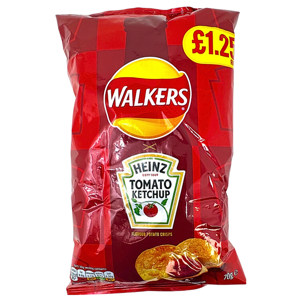 Walkers Heinz Tomato Ketchup Chips 70g (UK) - 12 Pack