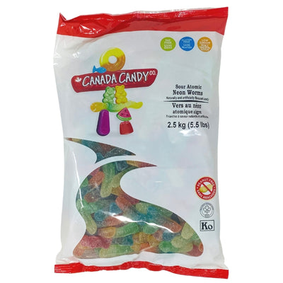 CCC Sour Atomic Neon Worms Gummy Candy - 2.5kg - Sour Gummy Worms - Bulk Candy