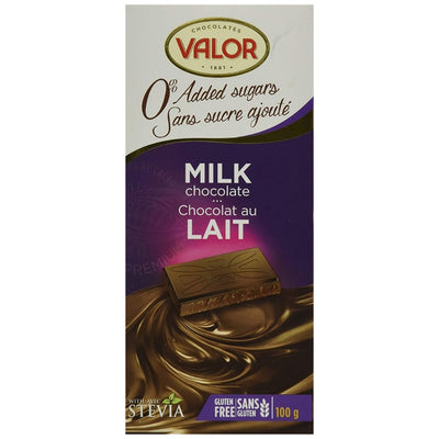 Valor No Sugar Added Milk Chocolate 100g - 17CT | iWholesaleCandy.ca