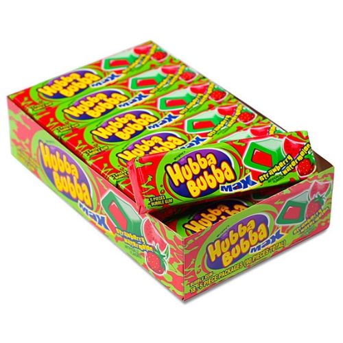 Hubba Bubba Max Strawberry Watermelon Bubble Gum-18 CT