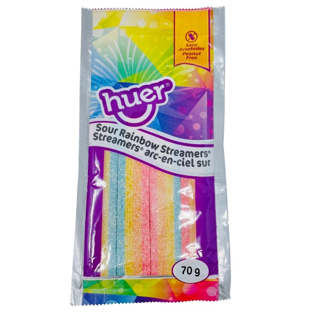 Huer Sour Rainbow Streamers Candy 70g 12PK iWholesaleCandy.ca