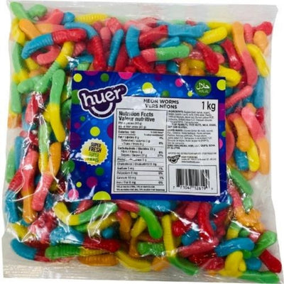 Huer Halal Neon Worms 1 kg - 1 Bag