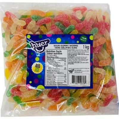 Huer Halal Sour Gummy Worms 1kg iWholesaleCandy
