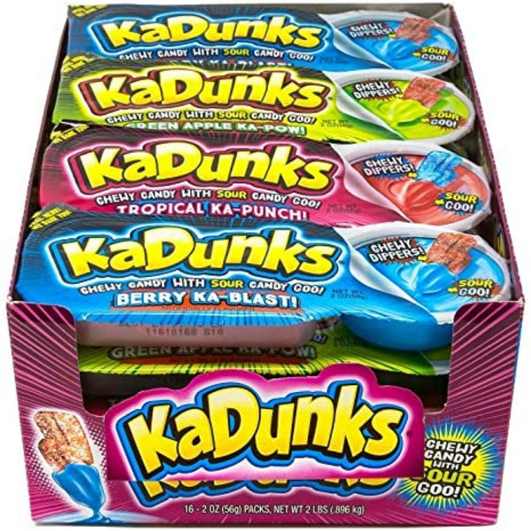 KaDunks Sour Gummy Candy Dip 56g - 34CT Chewy Gummies with Sour Goo Dip