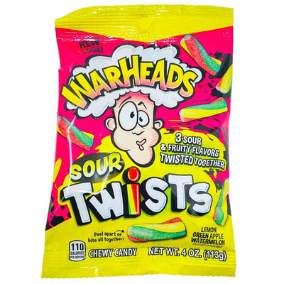 WarHeads Sour Twists Candy Peg Bags - 12 Pack