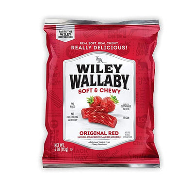Wiley Wallaby Classic Red Licorice Candy 4oz - 16 Pack