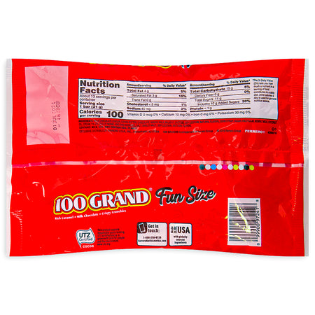 100 Grand Bar Fun Size 10.2oz - 1 Bag