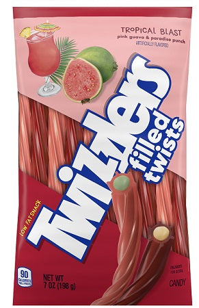 Twizzlers Tropical Blast Pink Guava and Paradise Punch Filled Twists